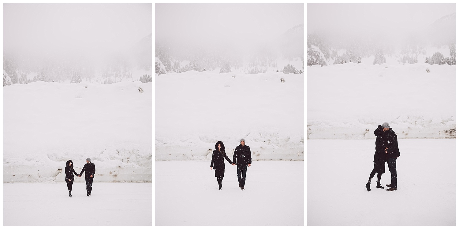 Winter storm for their engagement photos