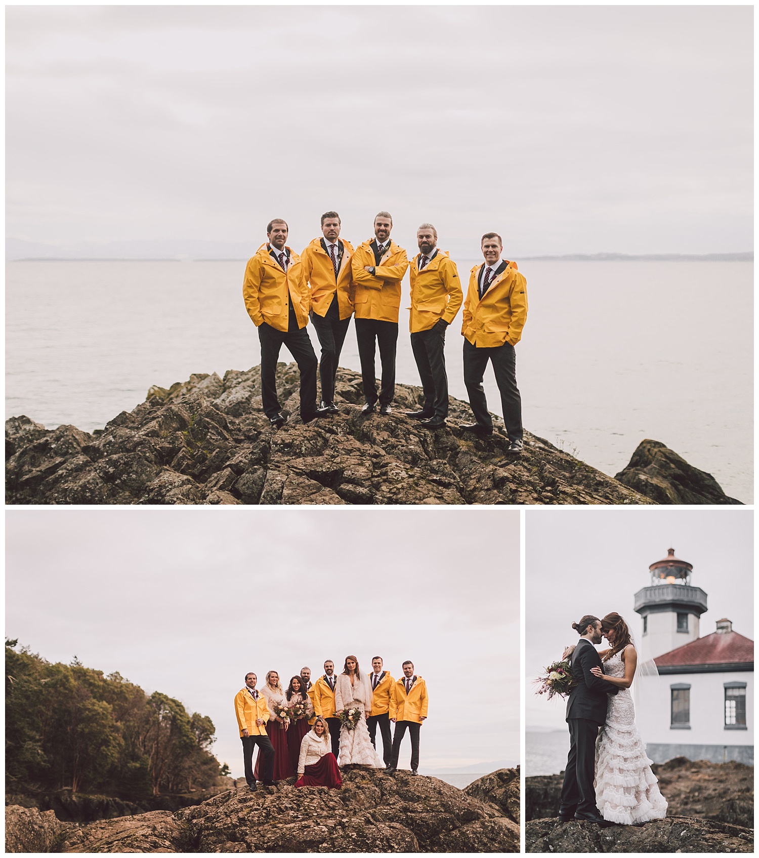 Winter wedding at Lime Kiln Lighthouse