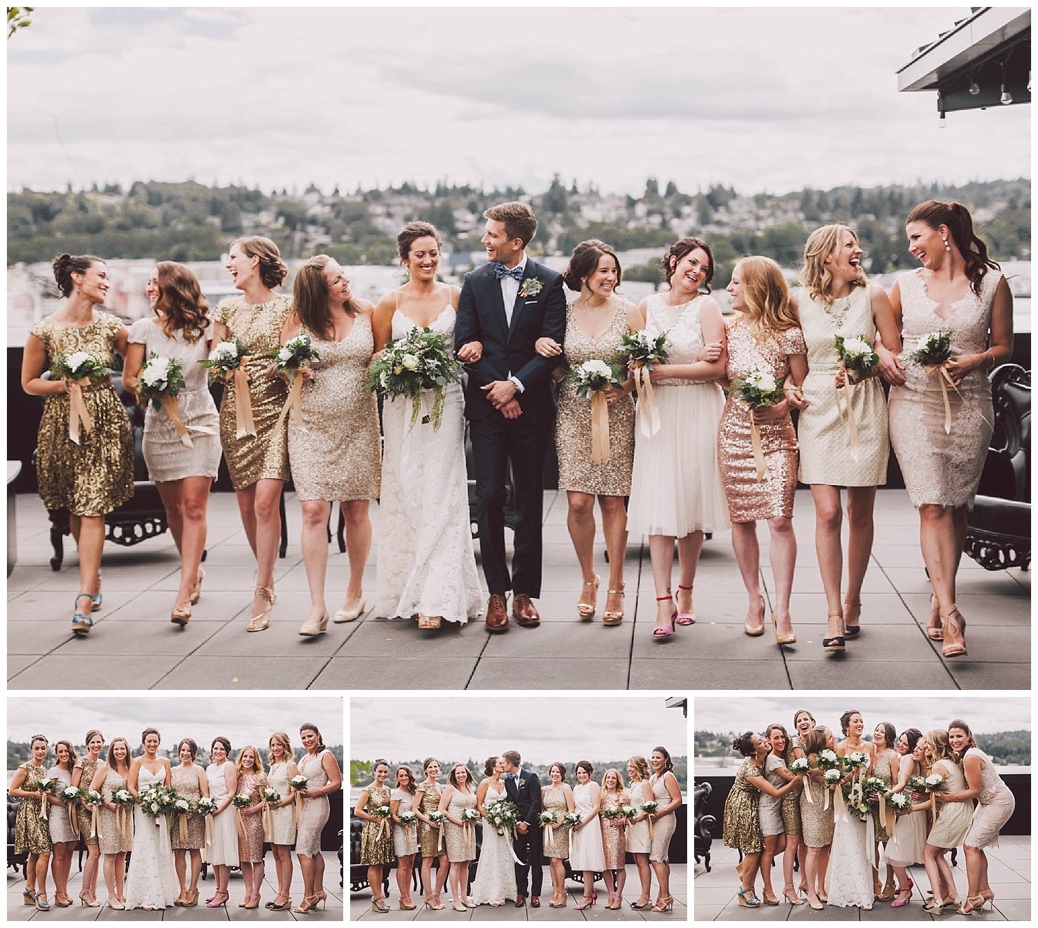 Gold bridesmaids dresses in Seattle