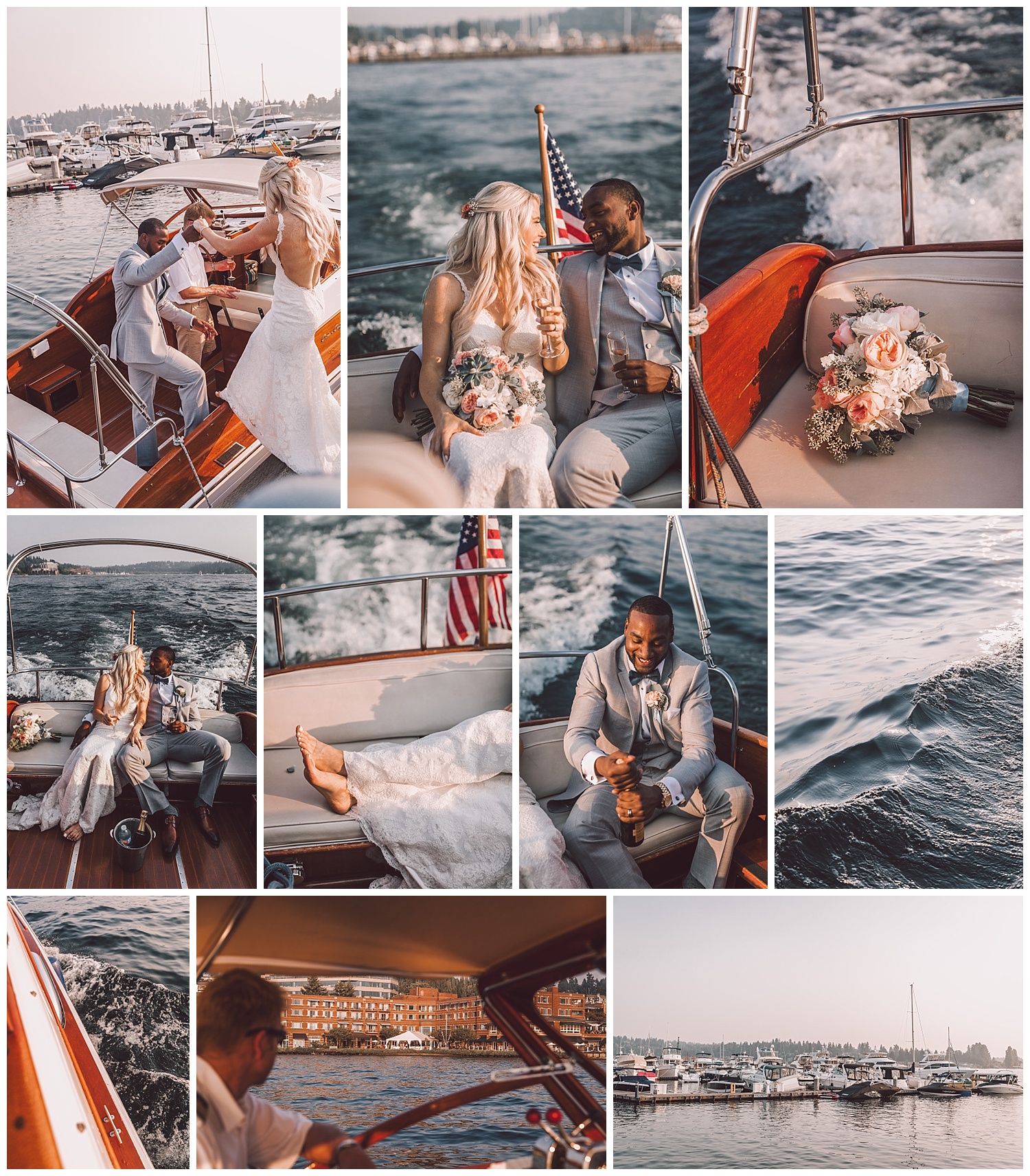 Woodmark Hotel wedding boat photos