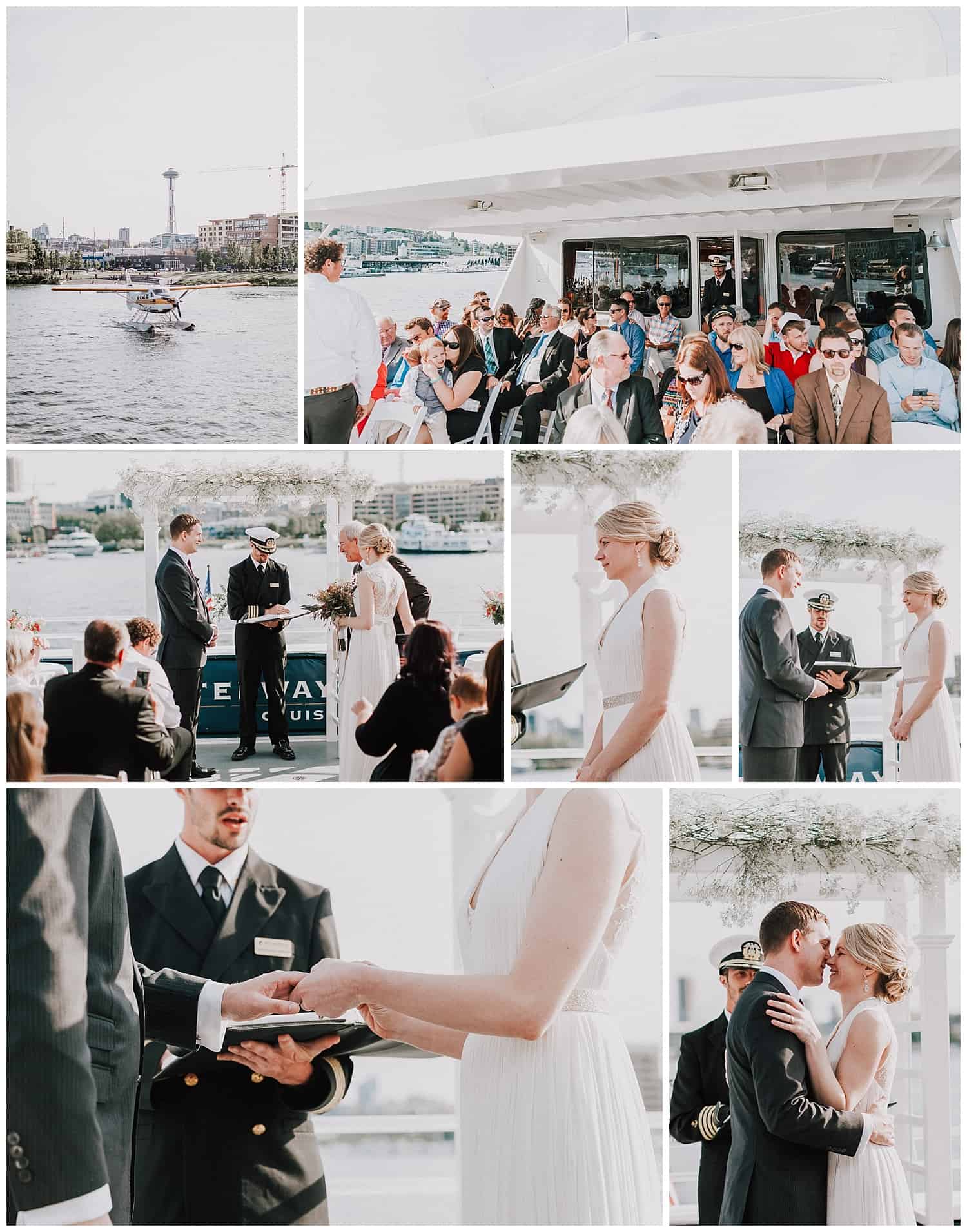 Waterways Cruises wedding on a boat around Lake Union, WA by Seattle wedding photographer Kyle Goldie of Luma Weddings