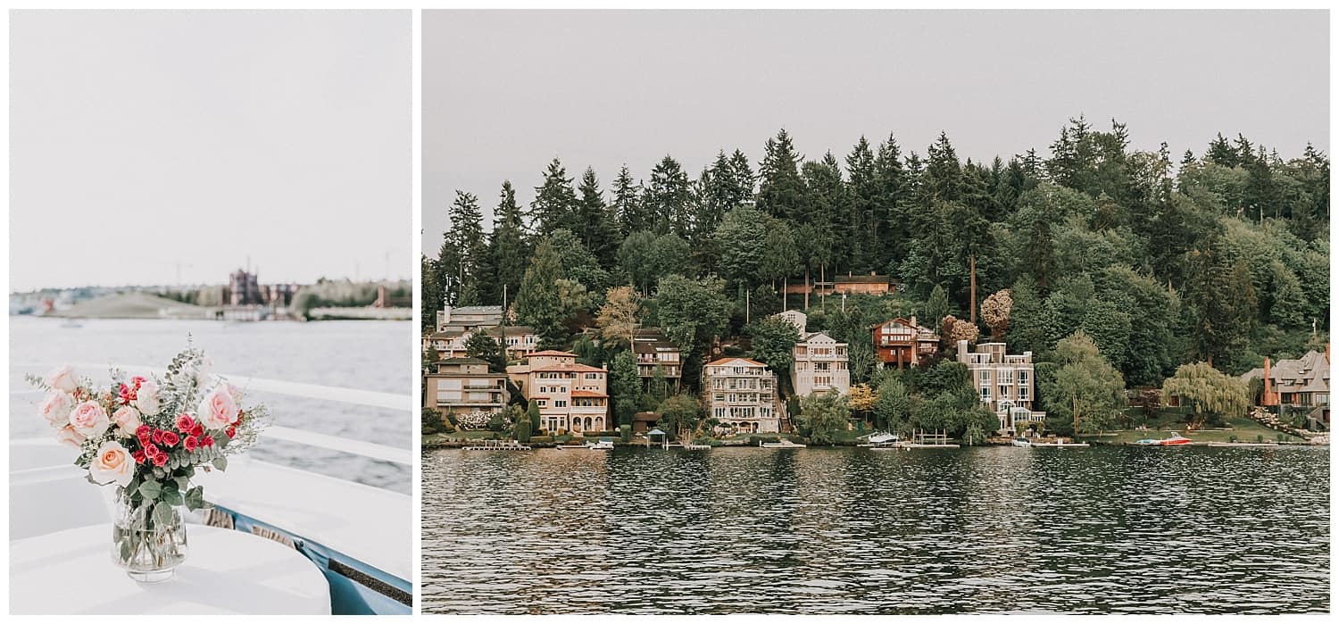 Waterways Cruises wedding on a boat around Lake Union, WA by Seattle wedding photographer Kyle Goldie of Luma Weddings