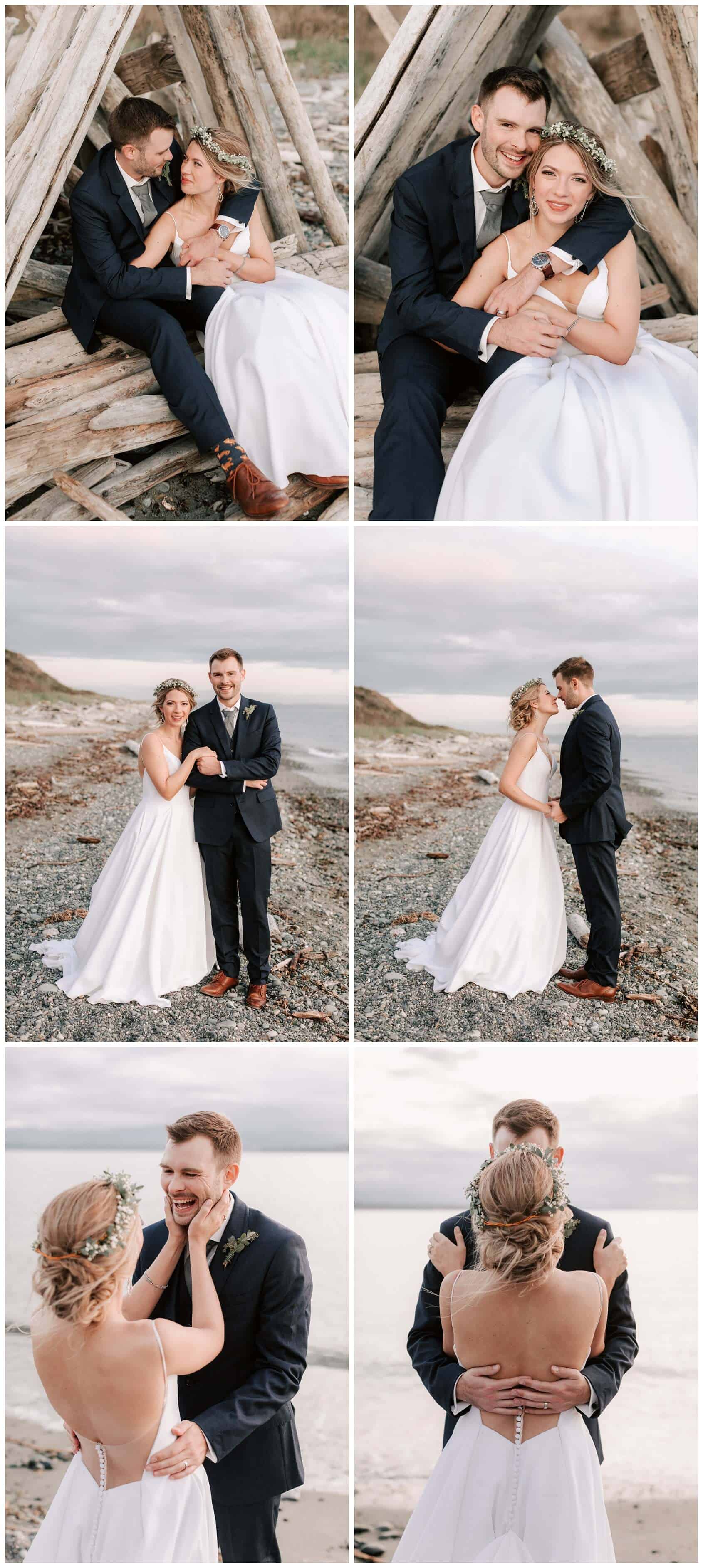 Fort Casey wedding beach photos on Whidbey Island