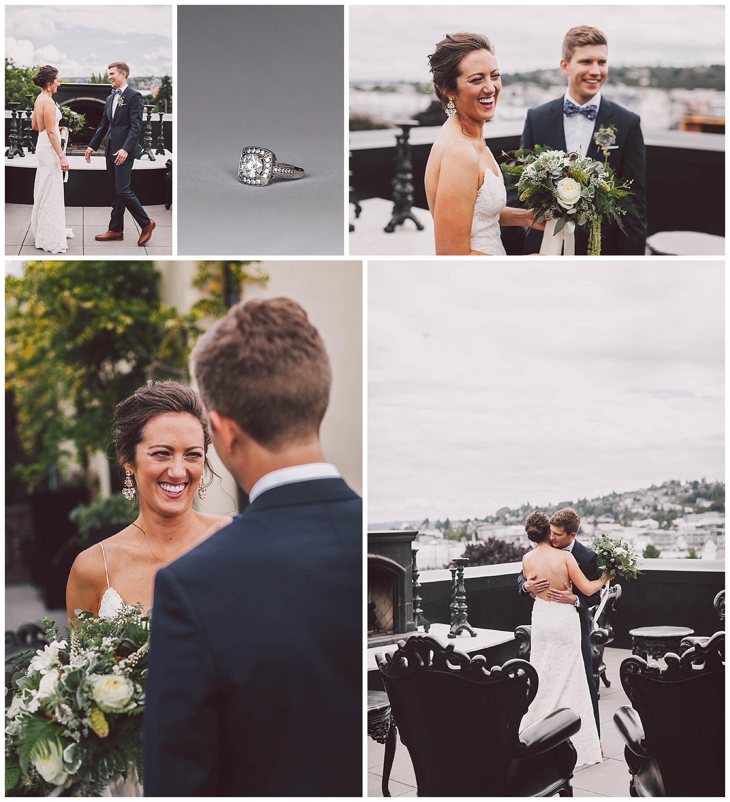 Wedding photos on the rooftop at Hotel Ballard