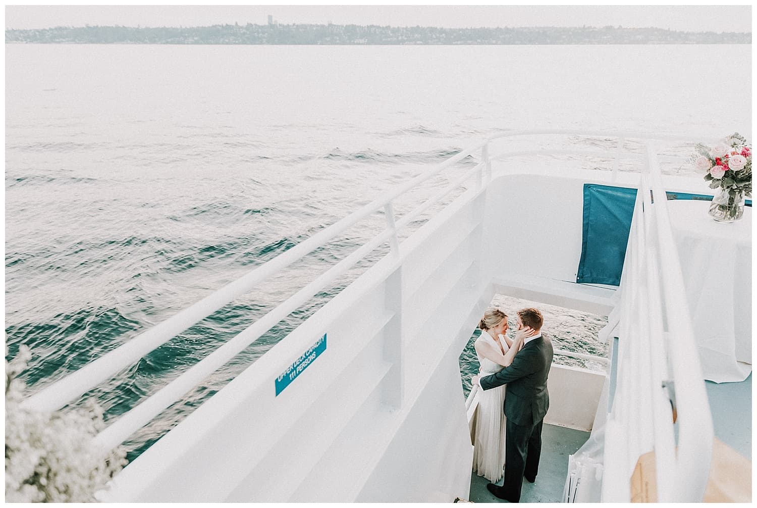 Waterways Cruises & Events wedding on a boat around Lake Union, WA by Seattle wedding photographer Kyle Goldie of Luma Weddings