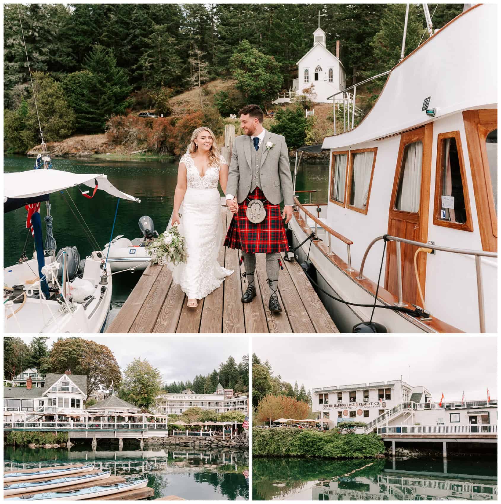 Roche Harbor wedding photos on the dock by Luma Weddings