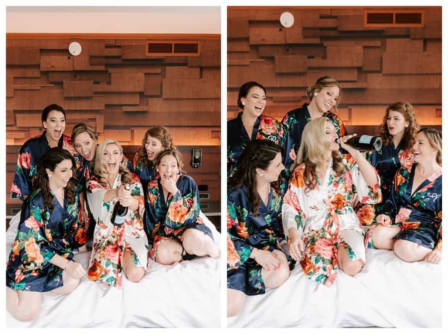 Glitter bomb photos at the W Hotel Seattle for their wedding day