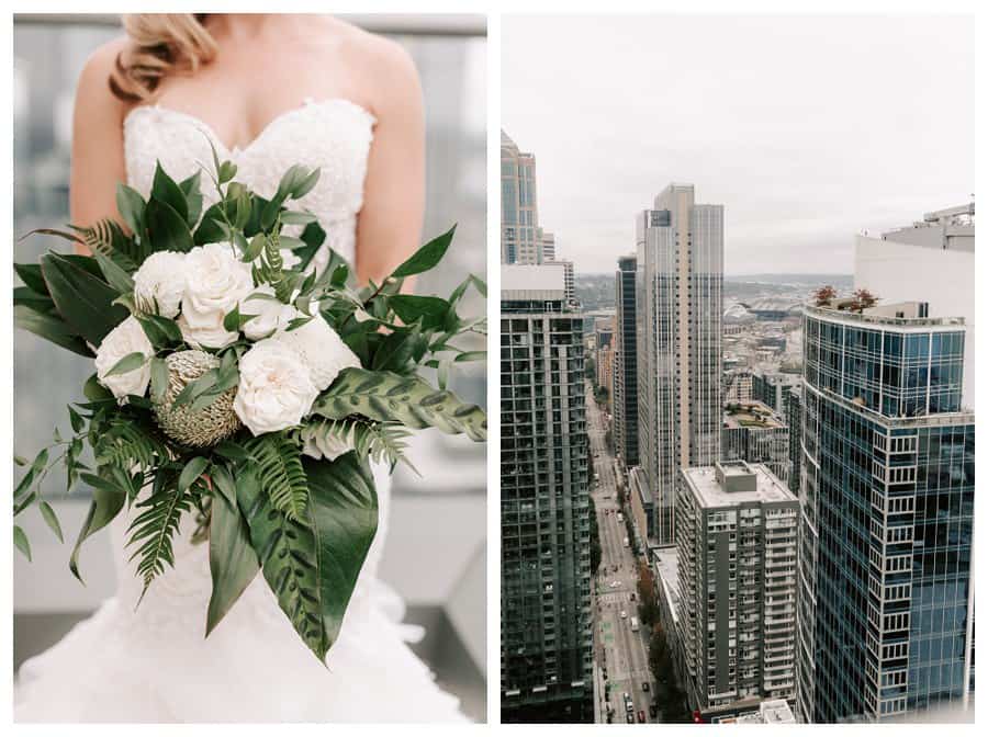 Seattle wedding photographer | First look on a Seattle rooftop